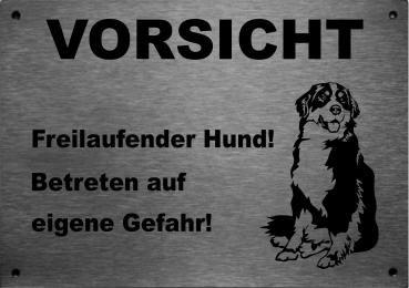 Berner Sennenhund Edelstahl Warnschild